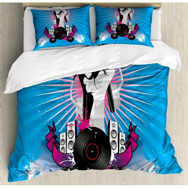 Modern Duvet Cover Set Music Elements With A Hand Holding