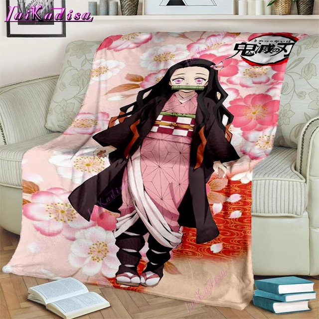 Kamado-Manta de franela Nezuko Demon Slayer, funda lavable para sofá, senderismo, Picnic, ocio, a la moda