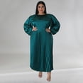 thumbnail image 2 of AURA Plus Size Long Sleeve Pleated Maxi Dress Women Round Neck Elegant Fall Winter Dress, 2 of 7