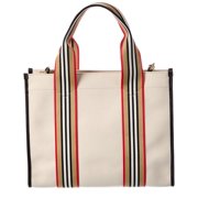 Burberry Icon Small Canvas & Leather Tote, Beige