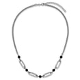 thumbnail image 4 of SS RH-pltd Black Glass Pearl 2-Strand Link w/2in Ext Necklace, 4 of 5