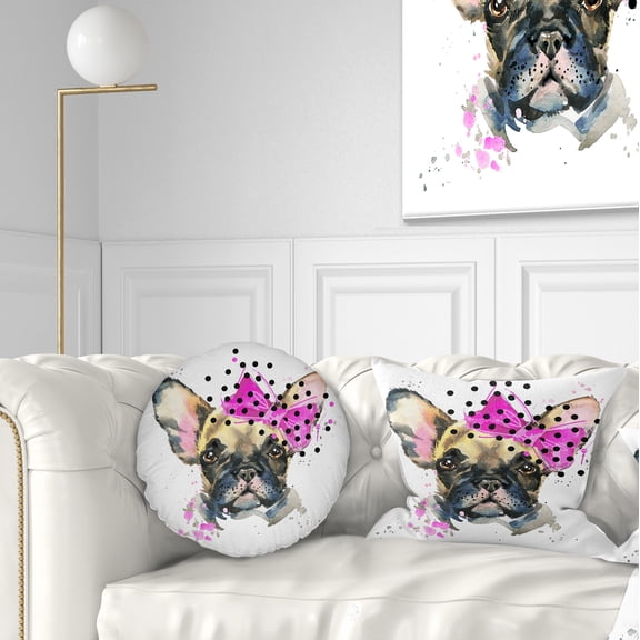 Designart Fashionable French Bulldog - Animal Throw Pillow - 12x20