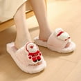 thumbnail image 2 of Lovskoo 2024 Women's Novelty Christmas Slippers Cute Fuzzy Open Toe House Slippers Cozy Keep Warm Cotton Indoor Christmas Gifts for Women Pink, 2 of 8
