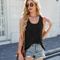 thumbnail image 2 of SWSMCLT Women's Breathable Vest Comfy Fall Cool Elasthane Chic Pull On Scoop Date Vest Bunched Tank Top Black Large, 2 of 5