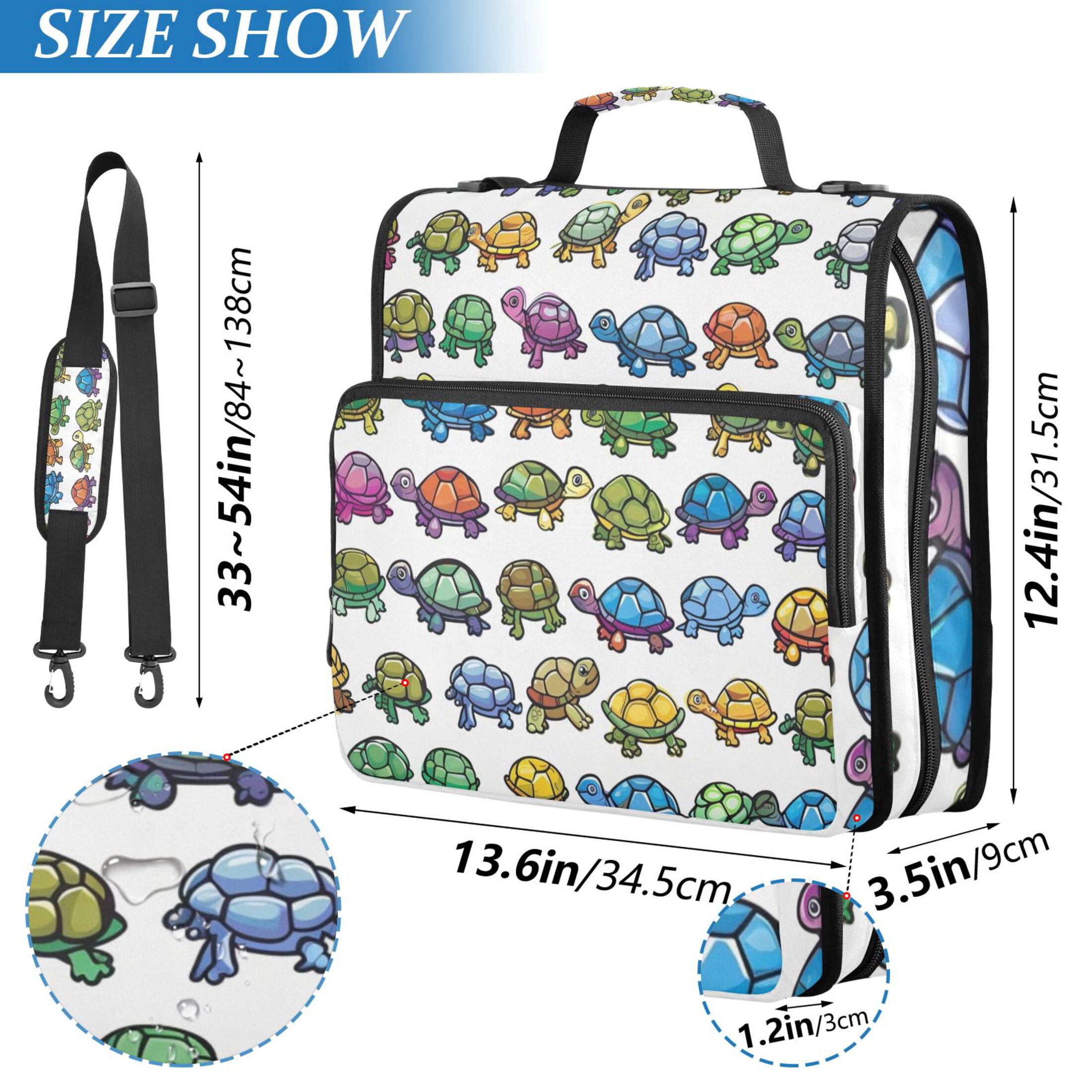 ALAZA Zipper Binder Cartoon Turtle Cute 3 Ring Trapper Keeper File Folder Organizer Bag