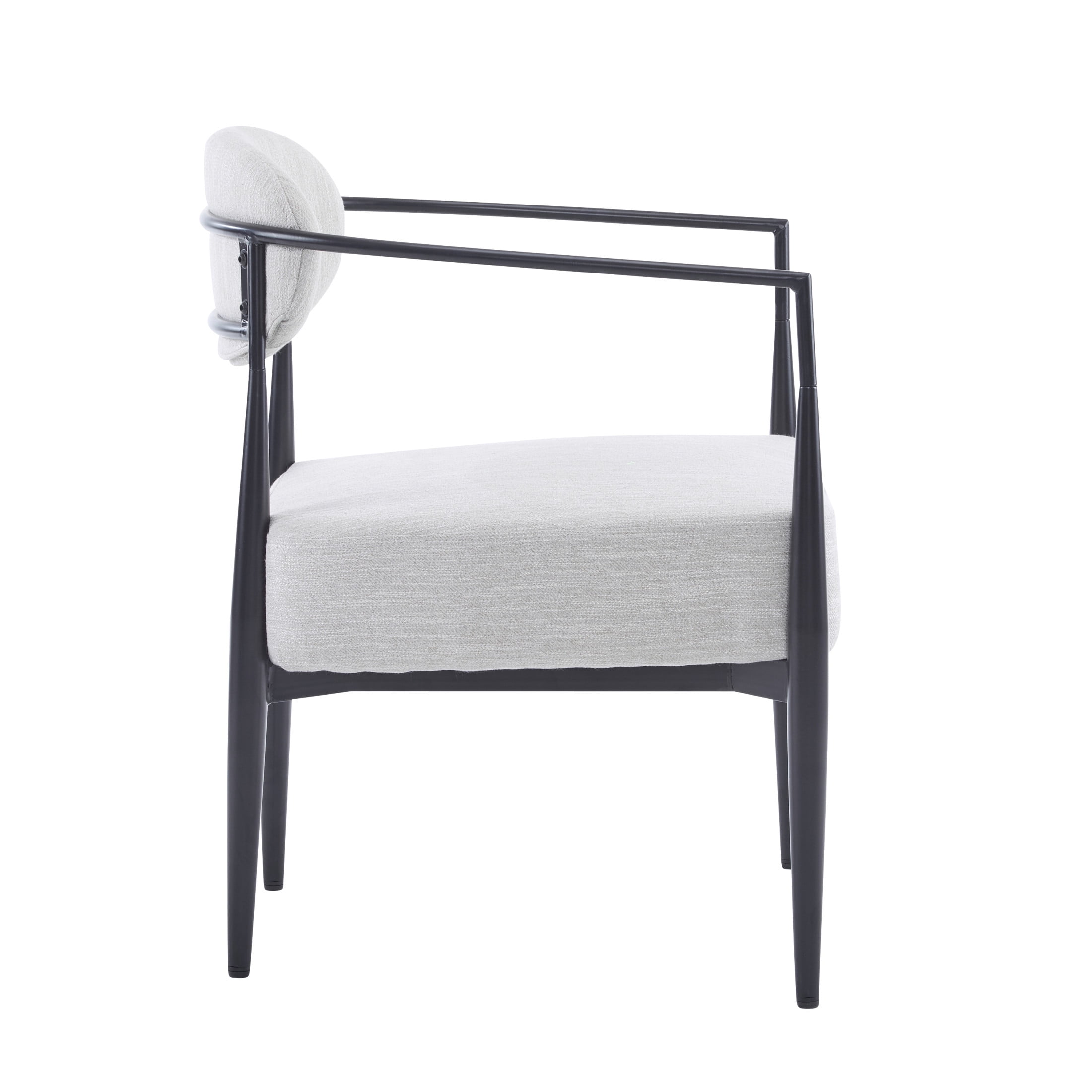 Draxiel Iron Frame Modern Upholstered Accent Chair in Beige, Black, and Gold