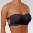thumbnail image 2 of VISALY Women Plus Size Strapless Bandeau Bra Anti Slip Strapless Crisscross Back Bralettes Side Hook Closure Tube Bra Non Slip Cross Back Padded Seamless Seamless Stretch Wrap Tube Brassiere Black S, 2 of 7