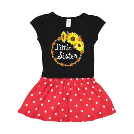 

Inktastic Little Sister Sunflower Wreath Gift Toddler Girl Dress
