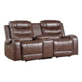 thumbnail image 2 of Paul 78 Inch Power Recliner Loveseat, Cupholder Console, Brown Faux Leather, 2 of 8