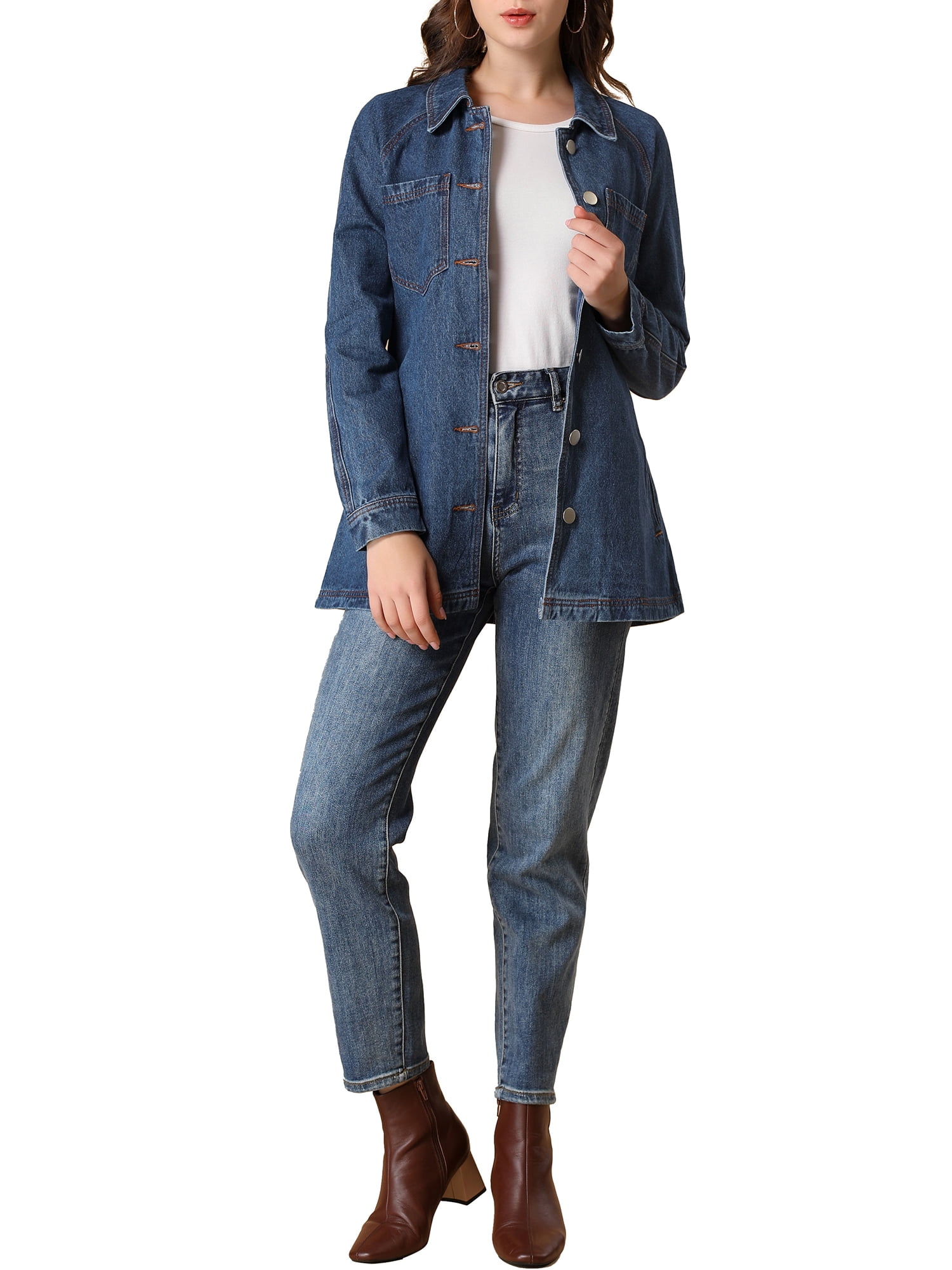 DARING DIVA Woman's Boyfriend Tie Waist Denim Jacket with Pockets M Medium Blue