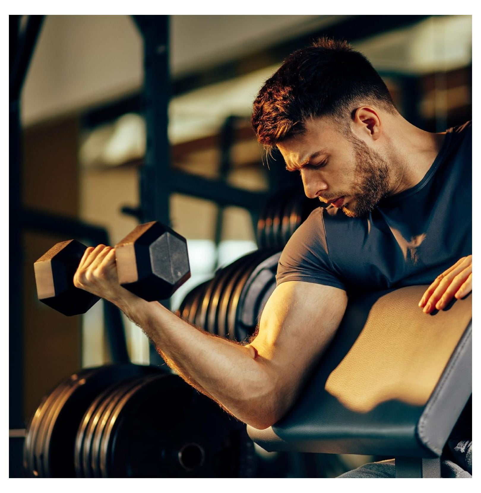 Iron Hexagonal Cast Exercise Dumbbell Free Weight with Contoured Textured Grip for Home Gym Exercise and Strength Training