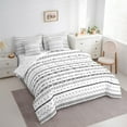 thumbnail image 3 of Manfei Retro Geometric Twin Bedding Sets 7pcs,Modern Geometric Stripes Bedding Comforter Set 7pcs,Black White Sheet Sets,Microfiber Room Decoration Reversible, 3 of 7
