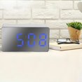thumbnail image 2 of AMLESO Réveil Numérique, 3 Pouces Grand Miroir LED Horloge Snooze Fonction Gradation Mode à Côté de l'Horloge avec Luminosité Réglable Bleu, 2 of 6