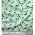 thumbnail image 1 of Soimoi Green Cotton Duck Fabric Flycathcer Bird Print Fabric by Yard 58 Inch Wide, 1 of 5