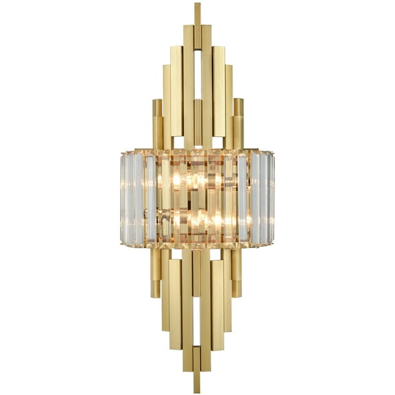 Claxy 2-Light Gold Crystal Wall Sconce for Bathroom Hallway Bedroom