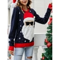 thumbnail image 4 of Liacowi Women Juniors Christmas Sweater Long Sleeve Santa Claus Print Pullover Jumpers Tops Fall Loose Knitwear for Teen, 4 of 7