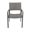 thumbnail image 4 of Pemberly Row Outdoor Dining Chair Set of 2 Mesh Seat Gray Rattan Brown Faux Wood, 4 of 13
