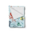 thumbnail image 2 of Marine Soft Flannel Fleece Blanket, Bunch of Sea Animals Submarine Crabs Squid Lobster Octobus Seaweed Starfish Stingray, Cozy Plush for Indoor and Outdoor Use, 60" x 80", Multicolor, by Ambesonne, 2 of 5
