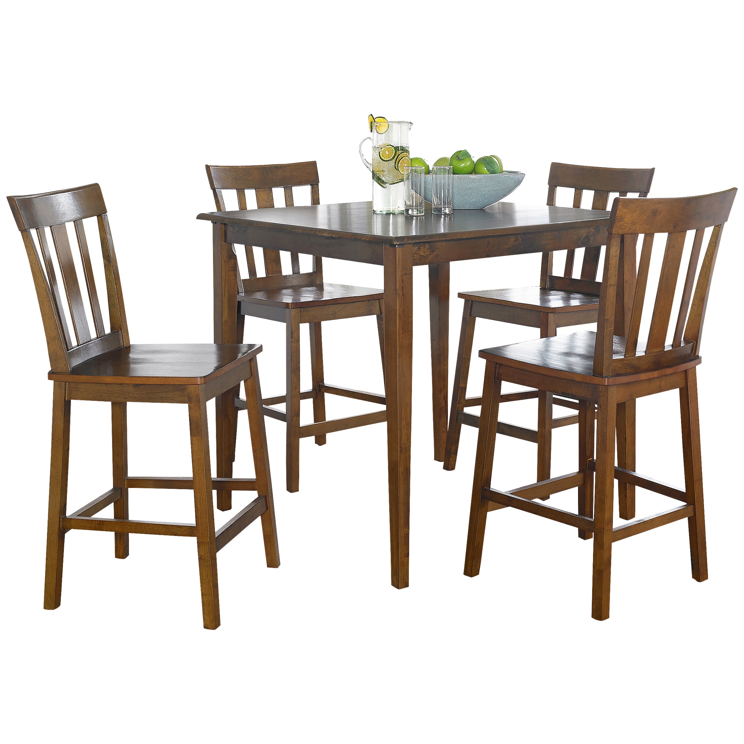 Mainstays 5 Piece Mission Counter Height Dining Set, Solid Wood, Cherry Color for Home - image 2 of 8
