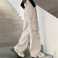 thumbnail image 5 of Splozh Girls Casual Cargo Jogger Pants Girls Pants Wide Leg Hiking Pants Youth Sport Straight Leg Long Pants Beige,5-6 Years, 5 of 5