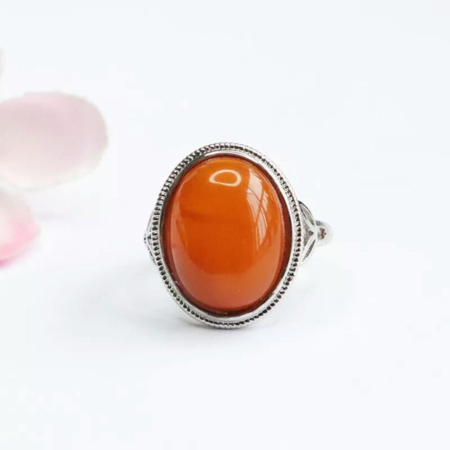 HOOUN Natural Yellow Honey Wax Ring Amber Ring Adjustable Opening For Men Women