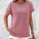 thumbnail image 4 of Fiudx Ofertas Flash Del Día Solo En Línea Top de Cuello Redondo de Manga Corta con Diseño de Costura Exterior de Color Sólido a La Moda Informal para Mujer, 4 of 6
