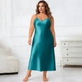 thumbnail image 5 of LWavelet Women's Plus Size Satin Slip Dress Spaghetti Strap V-Neck Elegant Nightgown Maxi Dress Turquoise 5XL, 5 of 5