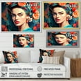 thumbnail image 4 of Designart "Blooming Frida Portrait of a Mexican Icon I" Fashion Framed Wall Art - Glam Orange Woman Mexican Bedroom Framed Canvas Wall Art, 4 of 6
