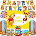 thumbnail image 2 of Suministros de fiesta de Winnie de Disney the Pooh, vajilla desechable, decoraciones de cumpleaños, plato y servilleta de papel, vaso, mantel, globo de látex, 2 of 4