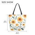 thumbnail image 5 of FORMRS Womens Canvas Tote Bag with Zipper Inner Pocket Shoulder Handbag, Sunflowers and Leaves Pattern, 5 of 7