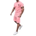 thumbnail image 4 of SHIXIAOO Men's Summer Tracksuit Plus Size Short Sleeve Athletic Suit Casual Color Block Drawstring Waist Tracksuit Set Mens plus Size Sweat Suits Men Jackets Suit, 4 of 6