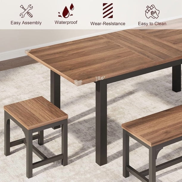 Towallmark 43.7-63 Inch Extendable Dining Table Set, 6-8 Seater
