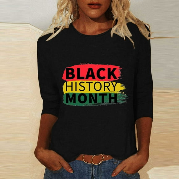 Fall Savings!Womens Shirts Dressy Casual,3/4 Sleeve Shirts For Women,Plus Size Womens Tunics Short Sleeves,Letter Print Women's Fashion Printed T-shirt 3/4 Sleeves Blouse Round Neck Casual Tops