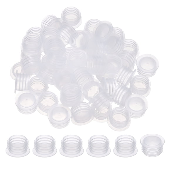 Uxcell Adaptador de tapón de plástico de 14mm, 100 piezas, tapones de botella presionables, tapones de plástico para laboratorio, hogar, cosméticos, champú, aceite esencial, claro