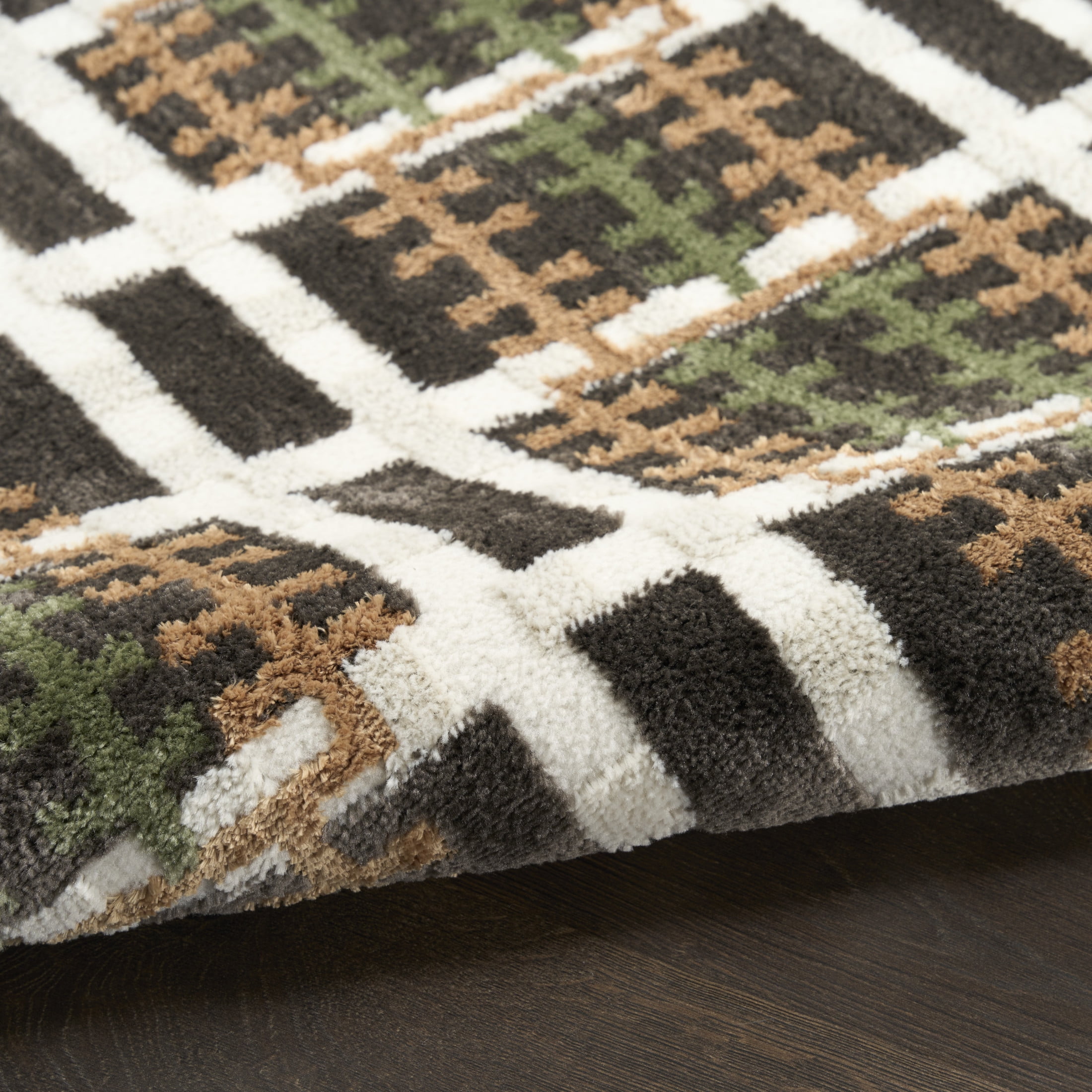Nourison Nordic 2' x 6' Charcoal Multicolor Modern Indoor Rug