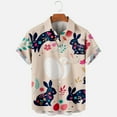 thumbnail image 4 of Hawaiian T-shirts for Men- Easter Rabbit Short Sleeve Beach Tops Bunny Printed Lapel Loose Tops Tops with Pocket, #6, Adult-4XL, 4 of 8