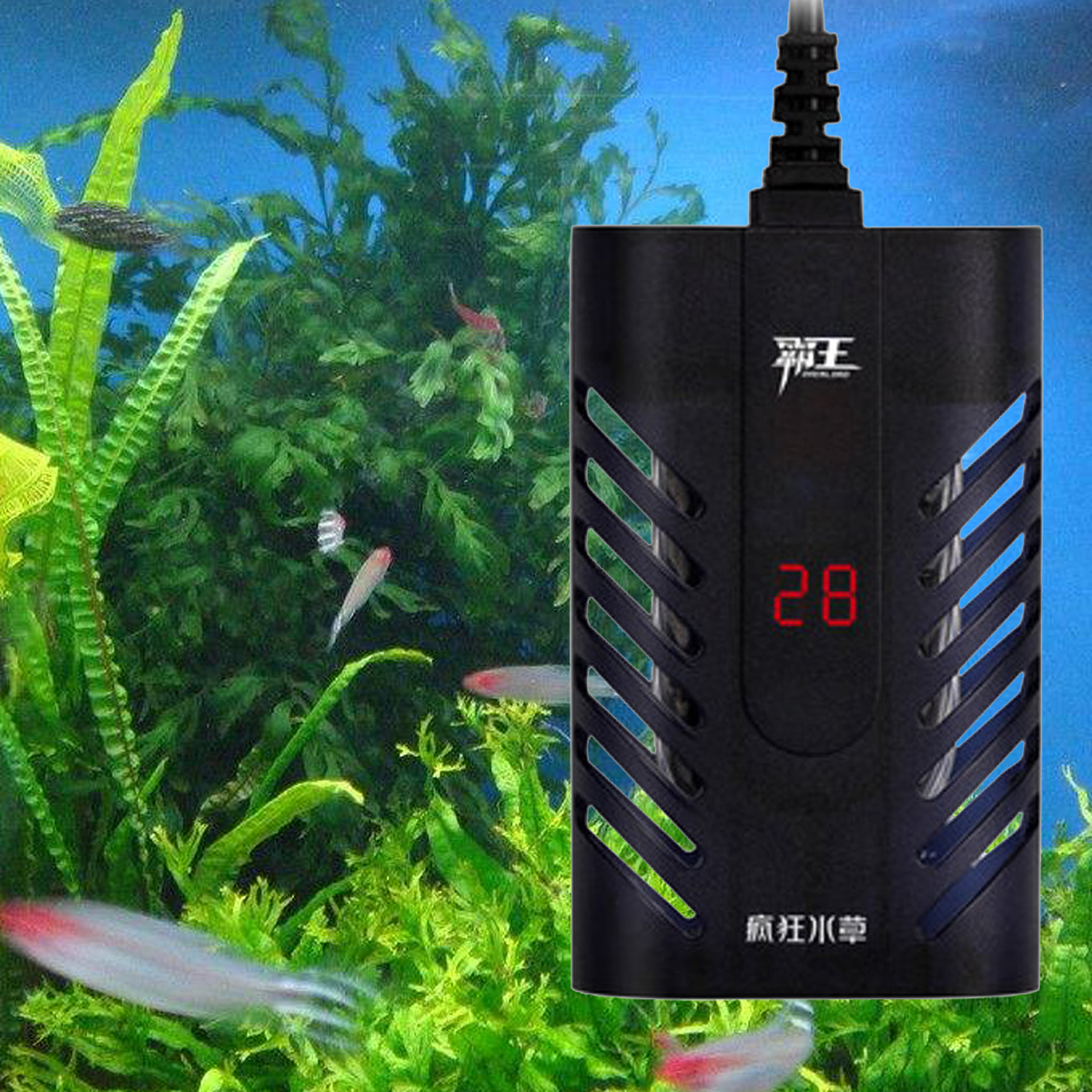 Fish Tank Aquarium Flat Submersible Heater with LED Display Adjustable