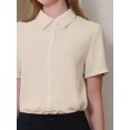 thumbnail image 4 of DARING DIVA Button Down Collared Short Sleeve Leotard Shirt Top Small Beige, 4 of 6