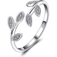 thumbnail image 1 of (argent) Bague Branche D'olivier En Argent S925 - Bague Ouverte Feuille - Bague De Fianailles En Argent Sterling, 1 of 5