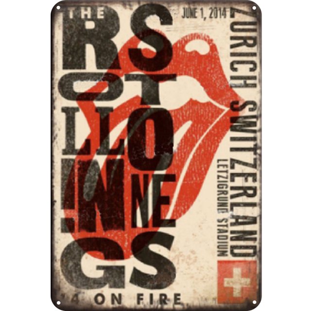 Placa de Metal Vintage de hierro, decoración de pintura Rectangular de los Rolling Stones, 20x30cm