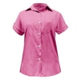 thumbnail image 5 of Business Casual T Shirts for Women Short Sleeve Button Down Collared Cotton Linen Casual Loose Plain Tshirt Blouse, 5 of 8