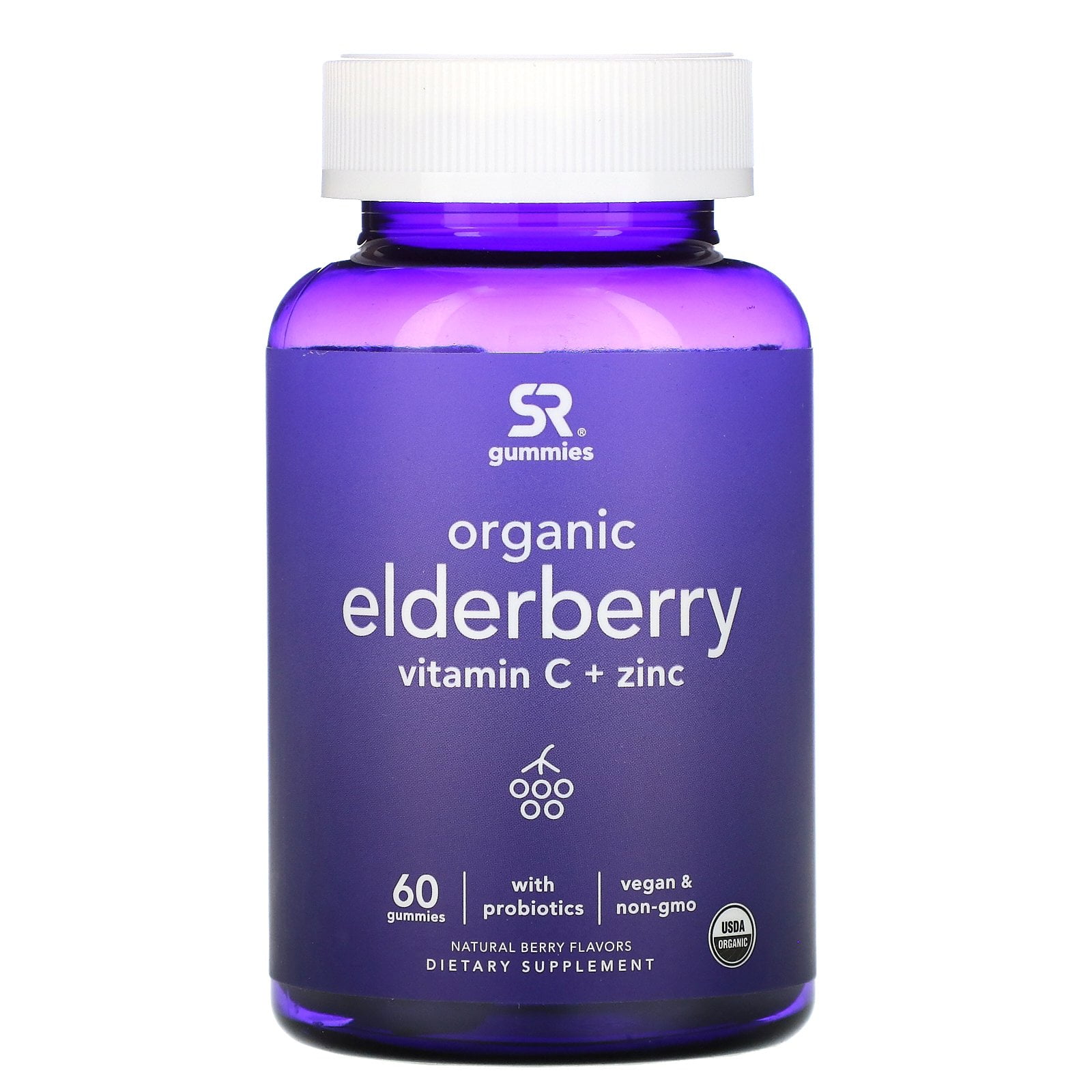 Sports Research Organic Elderberry, Vitamin C + Zinc, Natural Berry