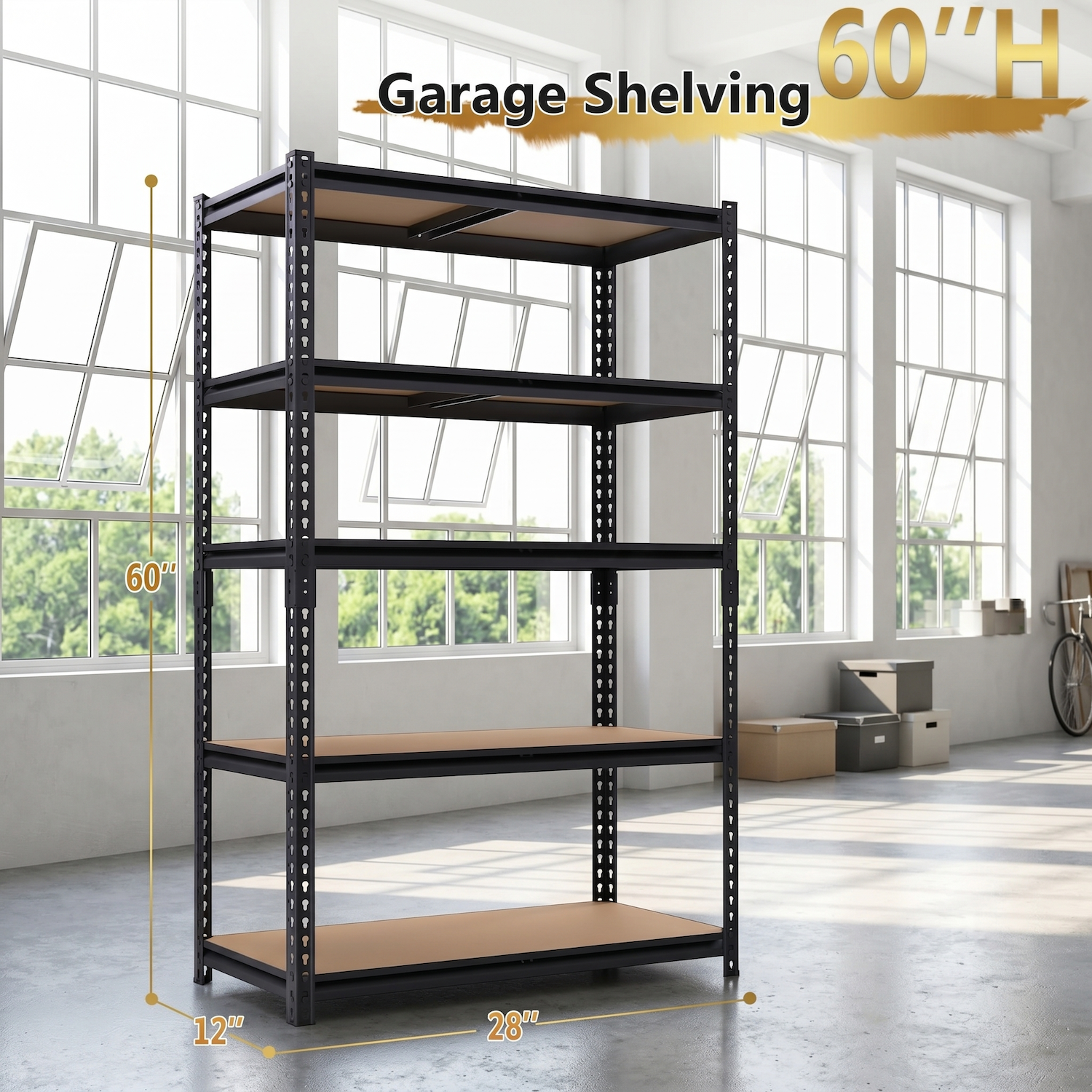 uberlyfe 5-Tier Heavy-Duty Metal Garage Shelves, 2400 Lbs photo 2