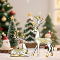 thumbnail image 4 of Christmas Resin Sitting Standing Deer Statue Reindeer Figurines Deer Decorations for Home Indoor Rustic Christmas Home Decor Statue Small Reindeer Sculpture,Silver,2pcs, 4 of 6