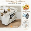 thumbnail image 4 of Kitchen Island with Trash Can Storage Cabinet, Modern Kitchen Cart with Drop Leaf, Spice Rack, Towel Rack and Drawer, Solid Wood Rolling Kitchen Island on Wheels with Adjustable Shelf, White, 4 of 9