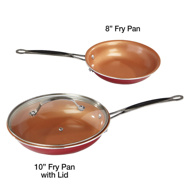 Red Copper 10 inch Pan by Bulb Head Ceramic Copper Infused Non