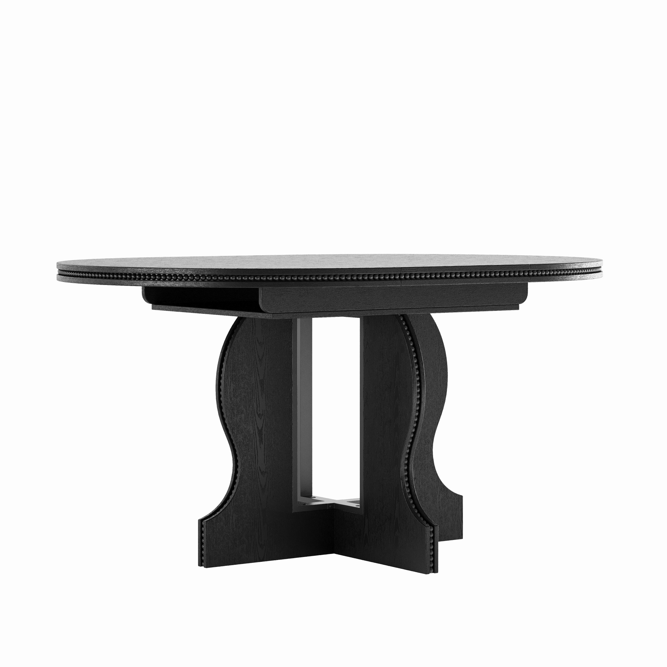 Noble House Corvel Farmhouse Extendable Round-to-Oval Wooden Dining Table with Heavy-Duty Wood Base, Black