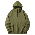 thumbnail image 4 of Dovford Men's Quarter Zip Pullover Long Sleeve Hooded Sweatshirts Mock Neck Casual Sweater Hoodies with Pockets, 4 of 5