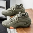 thumbnail image 6 of Men's Casual Sneakers - Olive Green Low-Top Lace-Up Shoes with PU Upper & PVC Sole, Breathable Fabric Lining for Outdoor Hiking, Running, Streetwear - All-Season Comfort, Hiking Footwear, 6 of 9