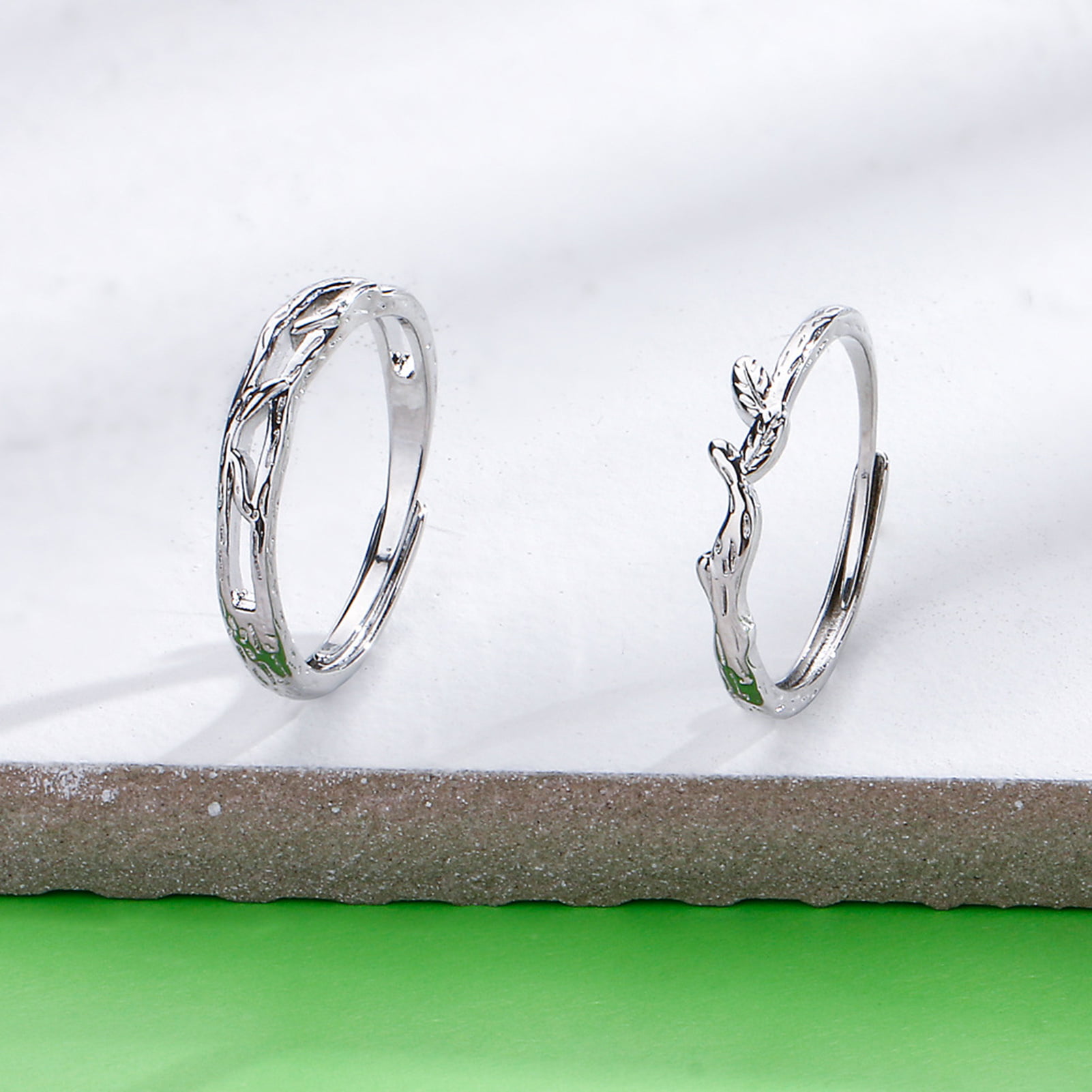 Long-flowing bright stone couple ring丨925 silver – HAPPINEXX